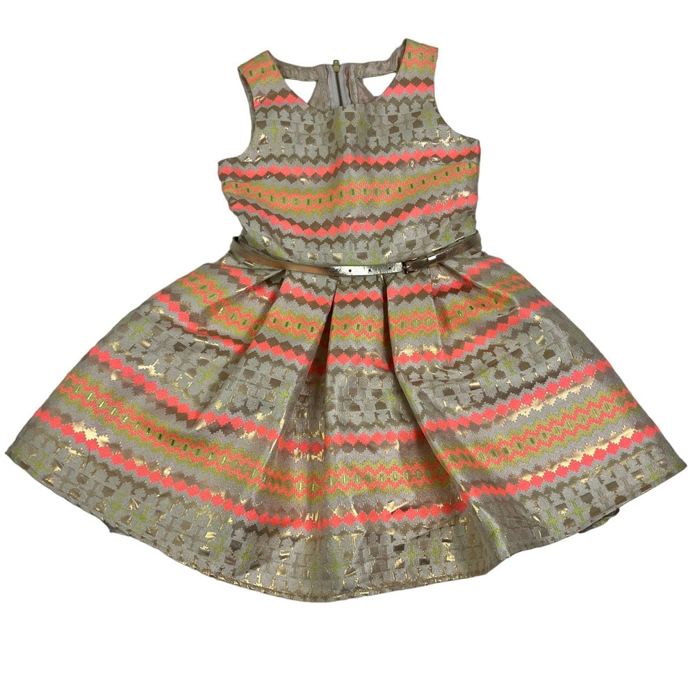 Pink & Violet girls dress NWT stripes Metallic pink size 8‎